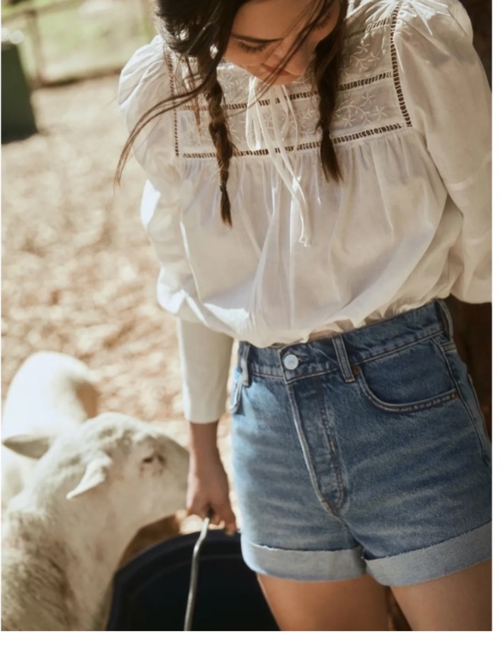 Reformation Charlie‎ High Rise Blue Denim Jean Shorts Cuffed Raw Hem Size 27